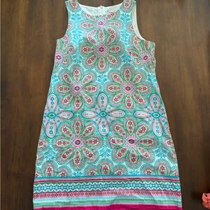 Floral Patterned Kids Dress - Pink and Green